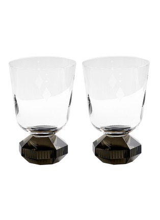 Main View - Click To Enlarge - REFLECTIONS COPENHAGEN - CHELSEA LOW CRYSTAL GLASS SET OF 2 — GREY