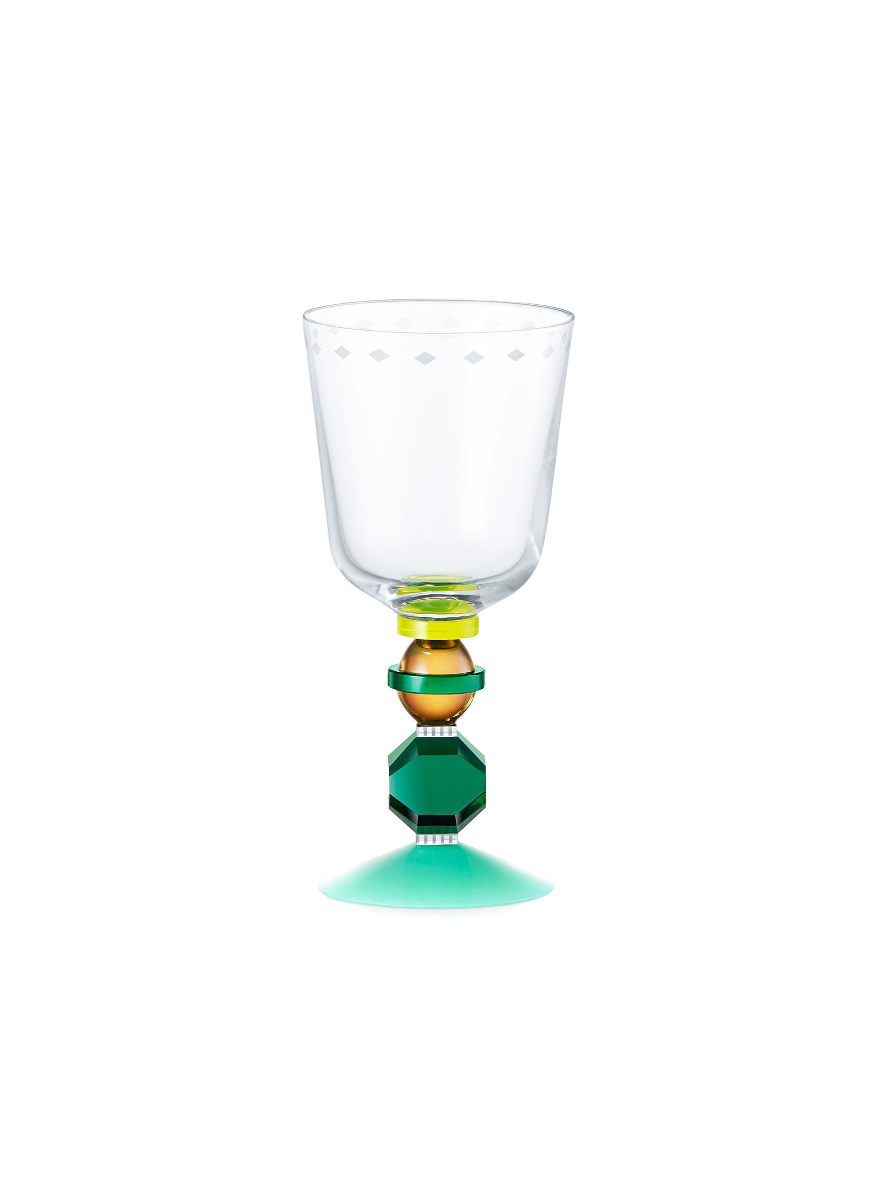 REFLECTIONS COPENHAGEN MAYFAIR SHORT CRYSTAL GLASS SET OF 2 - CLEAR/EMERALD/BROWN/MINT/BRIGHT YELLOW