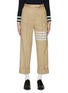 Main View - Click To Enlarge - THOM BROWNE  - Four-Bar Stripe Pleated Cotton Rolled-Up Pants