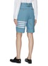 Back View - Click To Enlarge - THOM BROWNE  - Four-Bar Stripe Pleated Cotton Bermuda Shorts