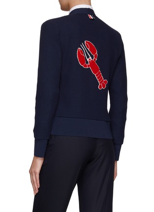 Back View - Click To Enlarge - THOM BROWNE  - SEQUIN LOBSTER PATCH EMBROIDERED V-NECK CARDIGAN