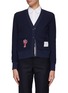 Main View - Click To Enlarge - THOM BROWNE  - SEQUIN LOBSTER PATCH EMBROIDERED V-NECK CARDIGAN