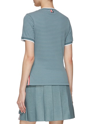 Back View - Click To Enlarge - THOM BROWNE  - SHORT SLEEVE PINSTRIPE RIB SCALLOP COTTON T-SHIRT
