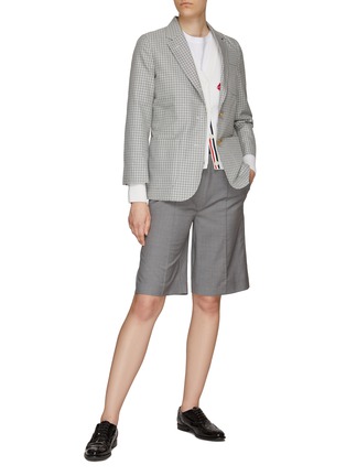 Figure View - Click To Enlarge - THOM BROWNE  - FOUR-BAR STRIPE CROPPED SINGLE BREASTED BLAZER