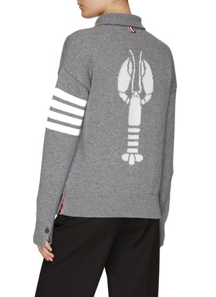 Back View - Click To Enlarge - THOM BROWNE  - Lobster Intarsia Dolman Sleeve Knit Jacket