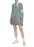 Figure View - Click To Enlarge - THOM BROWNE  - FOUR-BAR IRISH POINTELLE MERINO WOOL CABLE KNIT CARDIGAN