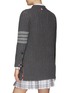 Back View - Click To Enlarge - THOM BROWNE  - FOUR-BAR MERINO WOOL CABLE KNIT CARDIGAN