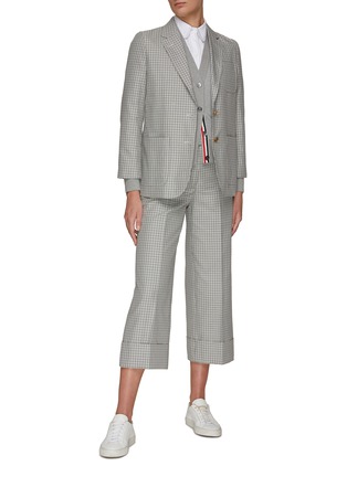 Figure View - Click To Enlarge - THOM BROWNE - Houndstooth Cotton Rolled-Up Pants
