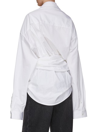 Back View - Click To Enlarge - BALENCIAGA - Twisted Wrap Front Cotton Long-Sleeved Shirt