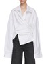 Main View - Click To Enlarge - BALENCIAGA - Twisted Wrap Front Cotton Long-Sleeved Shirt