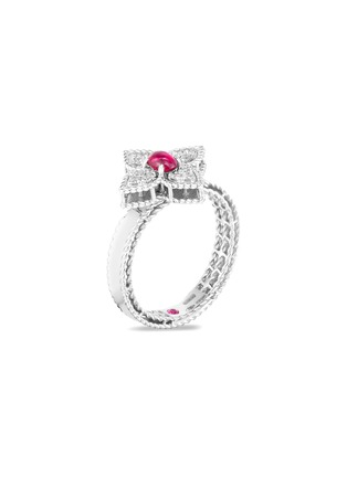 Main View - Click To Enlarge - ROBERTO COIN - Princess Flower' Diamond Ruby Rubelite 18K White Gold Ring