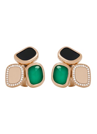 Main View - Click To Enlarge - ROBERTO COIN - Black Amphibole Jade' Diamond Ruby Black Jade 18K Rose Gold Earrings