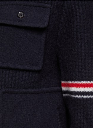  - THOM BROWNE - TRI-COLOURED ARMBANDS KNITTED WOOL WORKMAN JACKET