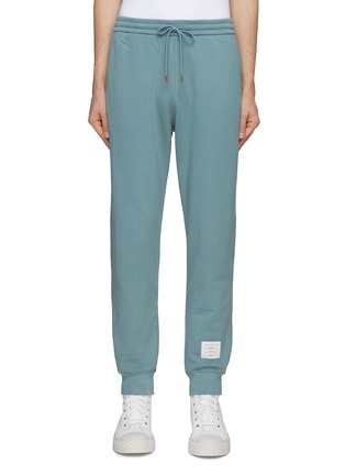 Main View - Click To Enlarge - THOM BROWNE - Ribbed Cuffs Cotton Drawstring Sweatpants