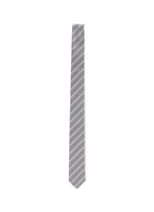 Detail View - Click To Enlarge - THOM BROWNE - MICRO HAIRLINE STRIPE SILK COTTON BLEND JACQUARD TIE