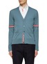 Main View - Click To Enlarge - THOM BROWNE - Tricoloured Armbands Virgin Wool Cardigan
