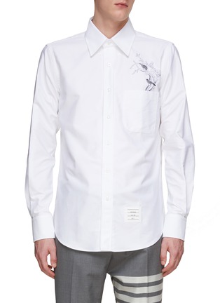 Main View - Click To Enlarge - THOM BROWNE - BIRD BRANCH EMBROIDERY STRAIGHT FIT SHIRT