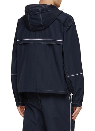 Back View - Click To Enlarge - THOM BROWNE - Contrasting Piping Oversized Hooded Track Jacket