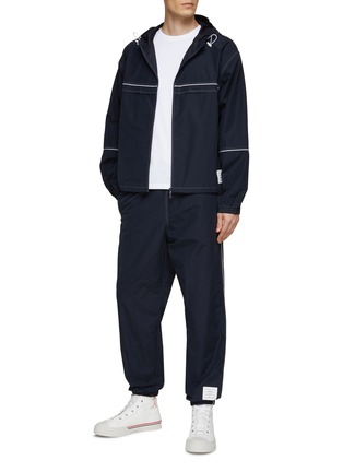 Figure View - Click To Enlarge - THOM BROWNE - Contrasting Piping Oversized Hooded Track Jacket