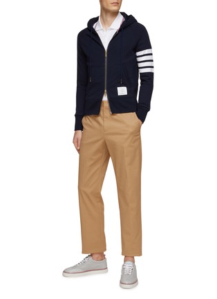 Figure View - Click To Enlarge - THOM BROWNE - TRI-COLOURED STRIPE TIPPING CLASSIC PIQUÉ POLO SHIRT