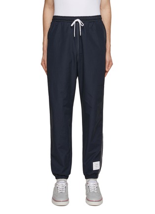 Main View - Click To Enlarge - THOM BROWNE - CONTRAST WHITE STITCHING RIPSTOP TRACK PANTS