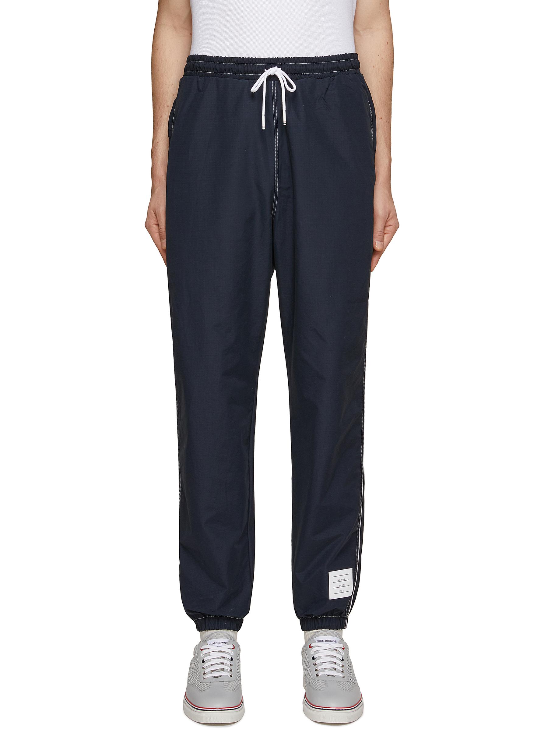 THOM BROWNE CONTRAST WHITE STITCHING RIPSTOP TRACK PANTS