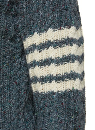  - THOM BROWNE - Four-Bar Stripe Wool Cable Knit Donegal Sweater