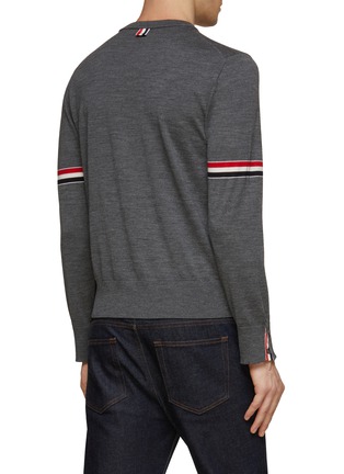 Back View - Click To Enlarge - THOM BROWNE - Tri-coloured Armbands Virgin Wool Sweater