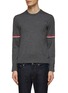 Main View - Click To Enlarge - THOM BROWNE - Tri-coloured Armbands Virgin Wool Sweater