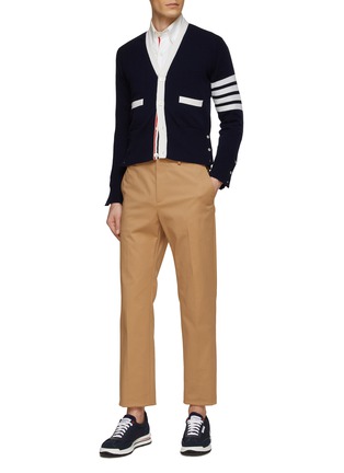Figure View - Click To Enlarge - THOM BROWNE - Four Bar Stripe Contrasting Trim Cashmere Cardigan