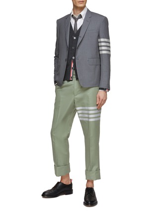 Figure View - Click To Enlarge - THOM BROWNE - FOUR-BAR FIT 1 CLASSIC BACKSTRAP DETAIL SUITING PANTS