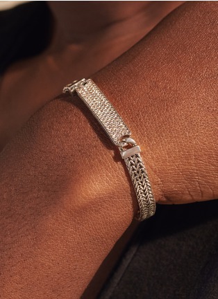 Detail View - Click To Enlarge - JOHN HARDY - ‘CLASSIC CHAIN’ DIAMOND PAVE STERLING SILVER STATION BRACELET