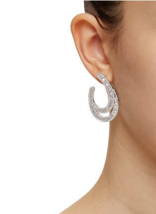 Figure View - Click To Enlarge - CZ BY KENNETH JAY LANE - BAGUETTE DOUBLE CURVE HOOP EARRINGS