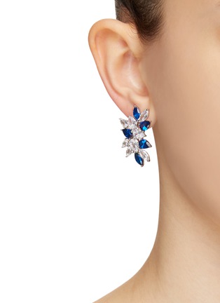 Figure View - Click To Enlarge - CZ BY KENNETH JAY LANE - BICOLOURED CUBIC ZIRCONIA CLUSTER EARRINGS