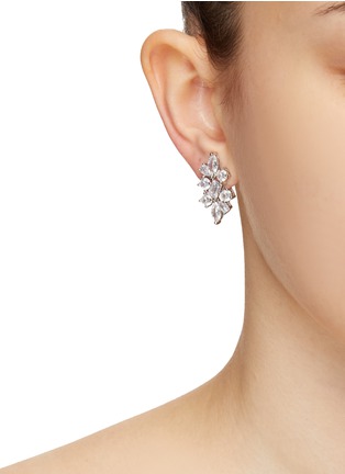 Figure View - Click To Enlarge - CZ BY KENNETH JAY LANE - Multi Cut Cubic Zirconia Cluster Earrings