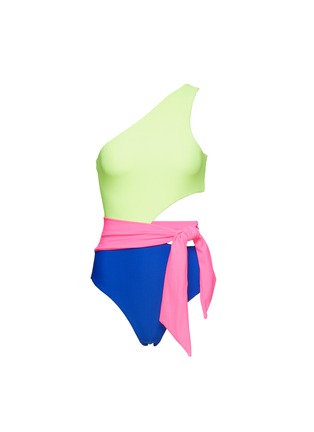 Main View - Click To Enlarge - BEACH RIOT - ‘Carlie’ Colour Blocking Tie Waist Swimsuit