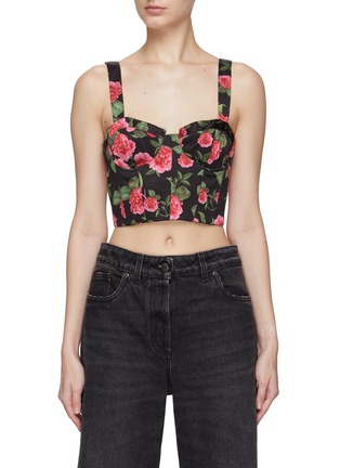 Main View - Click To Enlarge - ALICE + OLIVIA - ‘JEANNA’ SMOCKING BACK CROPPED BUSTIER TOP