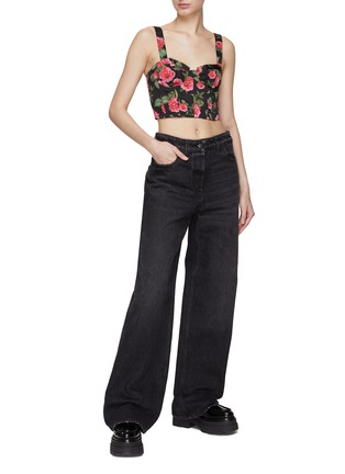 Figure View - Click To Enlarge - ALICE + OLIVIA - ‘JEANNA’ SMOCKING BACK CROPPED BUSTIER TOP