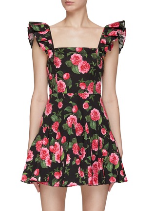Main View - Click To Enlarge - ALICE & OLIVIA - ‘GINNY’ RUFFLED SLEEVE FLOWER PRINT DRESS