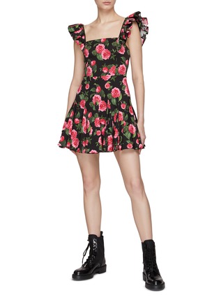 Figure View - Click To Enlarge - ALICE + OLIVIA - ‘GINNY’ RUFFLED SLEEVE FLOWER PRINT DRESS