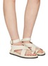 Figure View - Click To Enlarge - A.EMERY - ‘JALEN’ THICK STRAP TOE RING CRISS CROSS LEATHER SANDALS