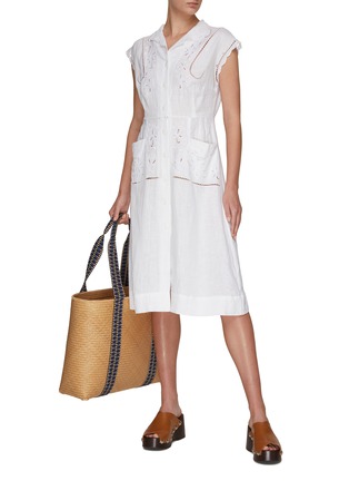Figure View - Click To Enlarge - INNIKA CHOO - BUTTON DOWN EMBROIDERY DRESS
