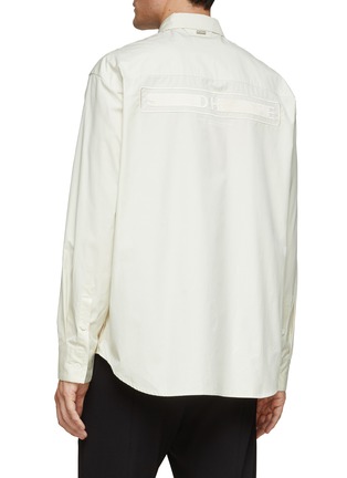 Back View - Click To Enlarge - SOLID HOMME - BACK EMBROIDERY LOGO SIDE BUTTONS LONG SLEEVE SHIRT
