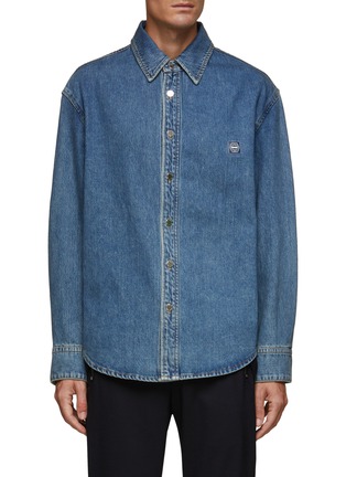 Main View - Click To Enlarge - SOLID HOMME - BACK EMBROIRDERY LOGO DENIM SHIRT