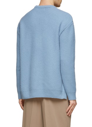 Back View - Click To Enlarge - SOLID HOMME - Diagonal Ribbed Wool Blend Knit Crewneck Sweater