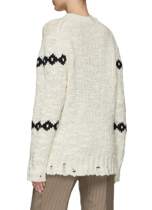 Back View - Click To Enlarge - ACNE STUDIOS - Squirrel Jacquard Distressed Wool Knit Crewneck Sweater