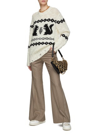 Figure View - Click To Enlarge - ACNE STUDIOS - Squirrel Jacquard Distressed Wool Knit Crewneck Sweater