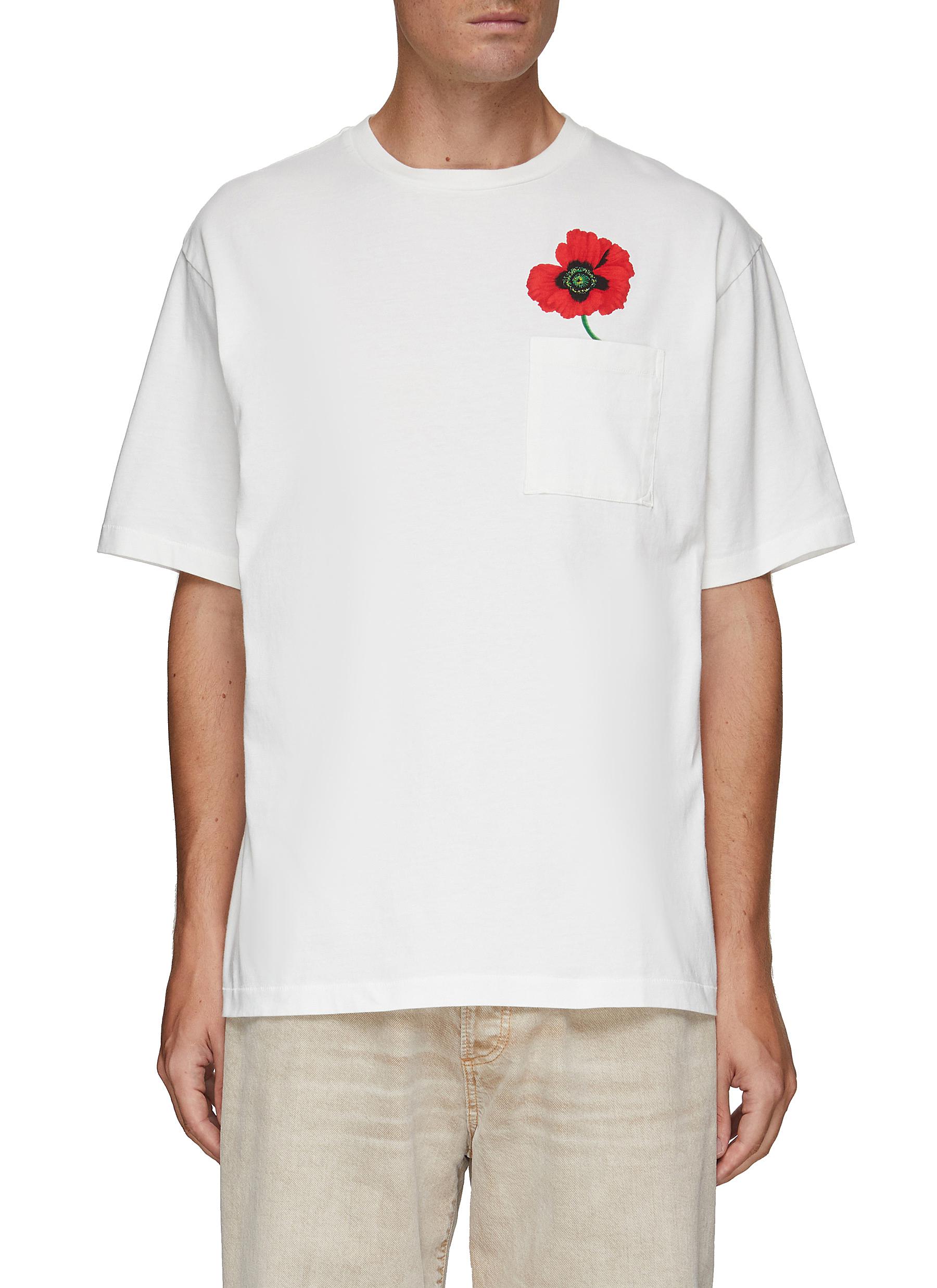 Flower Print Oversized Cotton Pocket T 