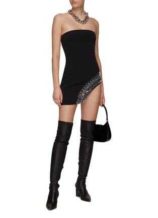 Figure View - Click To Enlarge - DAVID KOMA - PLEXIGLASS TYRE TRACK BODYCON MINI DRESS