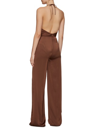 Back View - Click To Enlarge - DAVID KOMA - CRYSTAL EMBELLISHED CROCODILE PATCH OPEN BACK JUMPSUIT